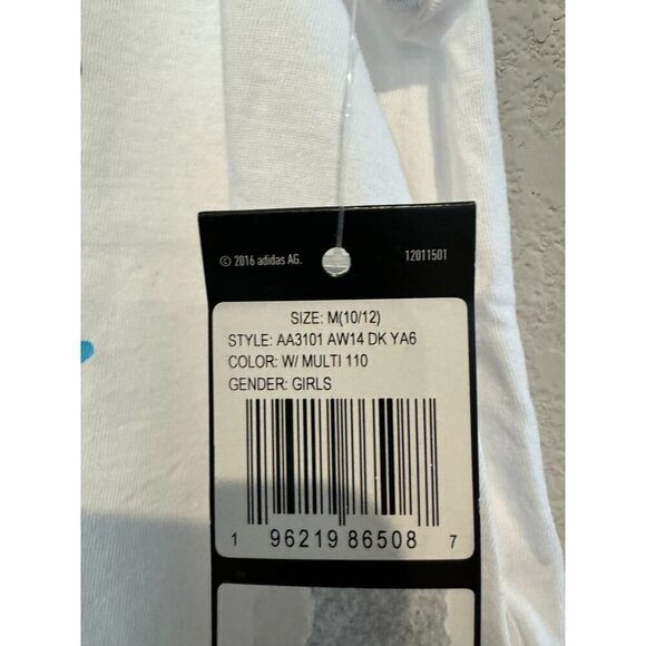 Adidas Girl's Size Medium Round Neckline Graphic Tank Top White NWT - Picture 4 of 4